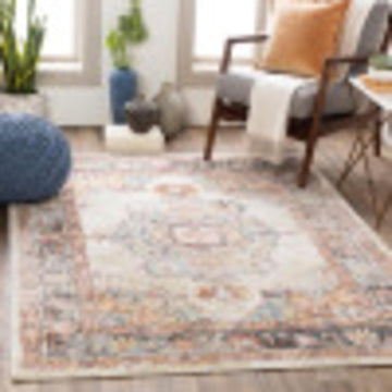 Solk Vintage Medallion Area Rug,5'3" x 7'3",Khaki
