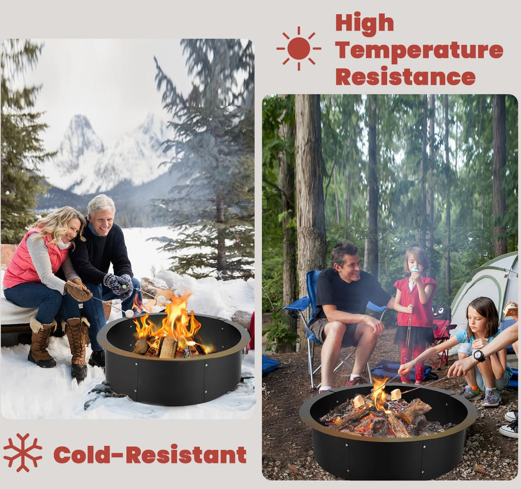 36 Inch Inner Round Fire Pit Ring Insert for Outside Wood Burning, 40 Inch Outer 36 Inch Inner DIY Outdoor Fire Pit