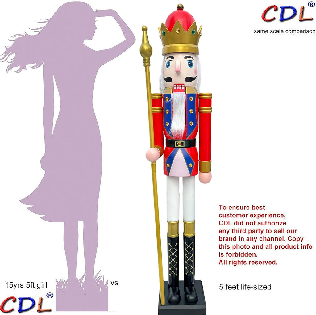 5 Feet Tall Life Size Large Christmas Wooden Nutcracker King Red and Blue BK20
