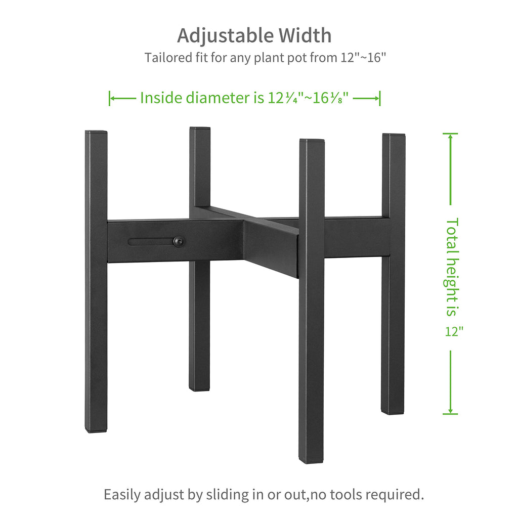 Plant Stand, Adjustable Size Fits 12 13 14 15 16 Inches Large Plant Pot, Metal Planter Stand, Mid Century Expandable