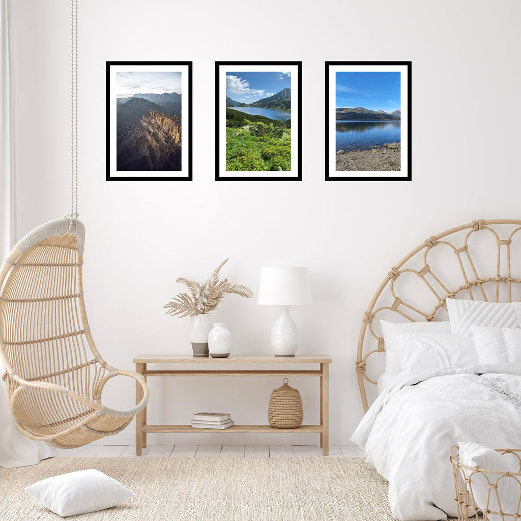13x19 Picture Frame Set of 2 with 11x17 Mat, Black 13 x 19 Poster Frames with Shatter Resistant Plexiglass, Display