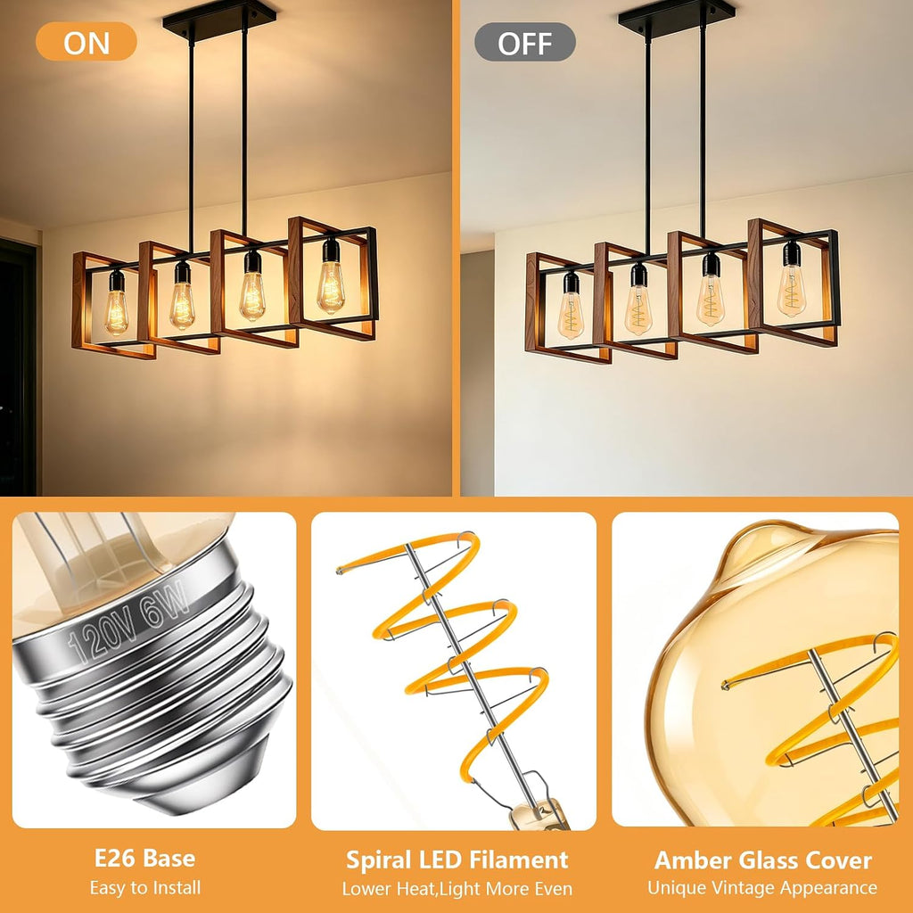 Vintage LED Edison Bulbs 60W Equivalent, 2200K Amber Light Bulbs