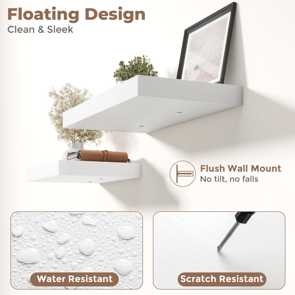 55 Inch Floating Shelves for Wall 2 Pack, 12"D Wood Gra Shelves