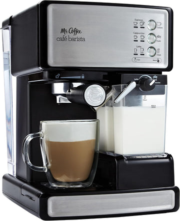 Espresso and Cappuccino Machine Stainless Steel Programmable Coffee Maker with Automatic Milk Frother 15-Bar Pump