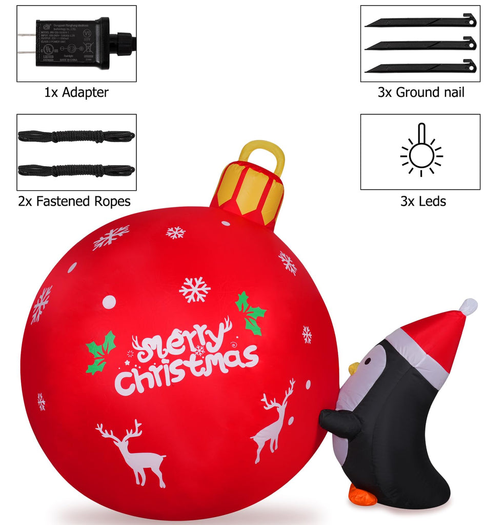 4FT Christmas Inflatable Penguin with Built-in LED Lights