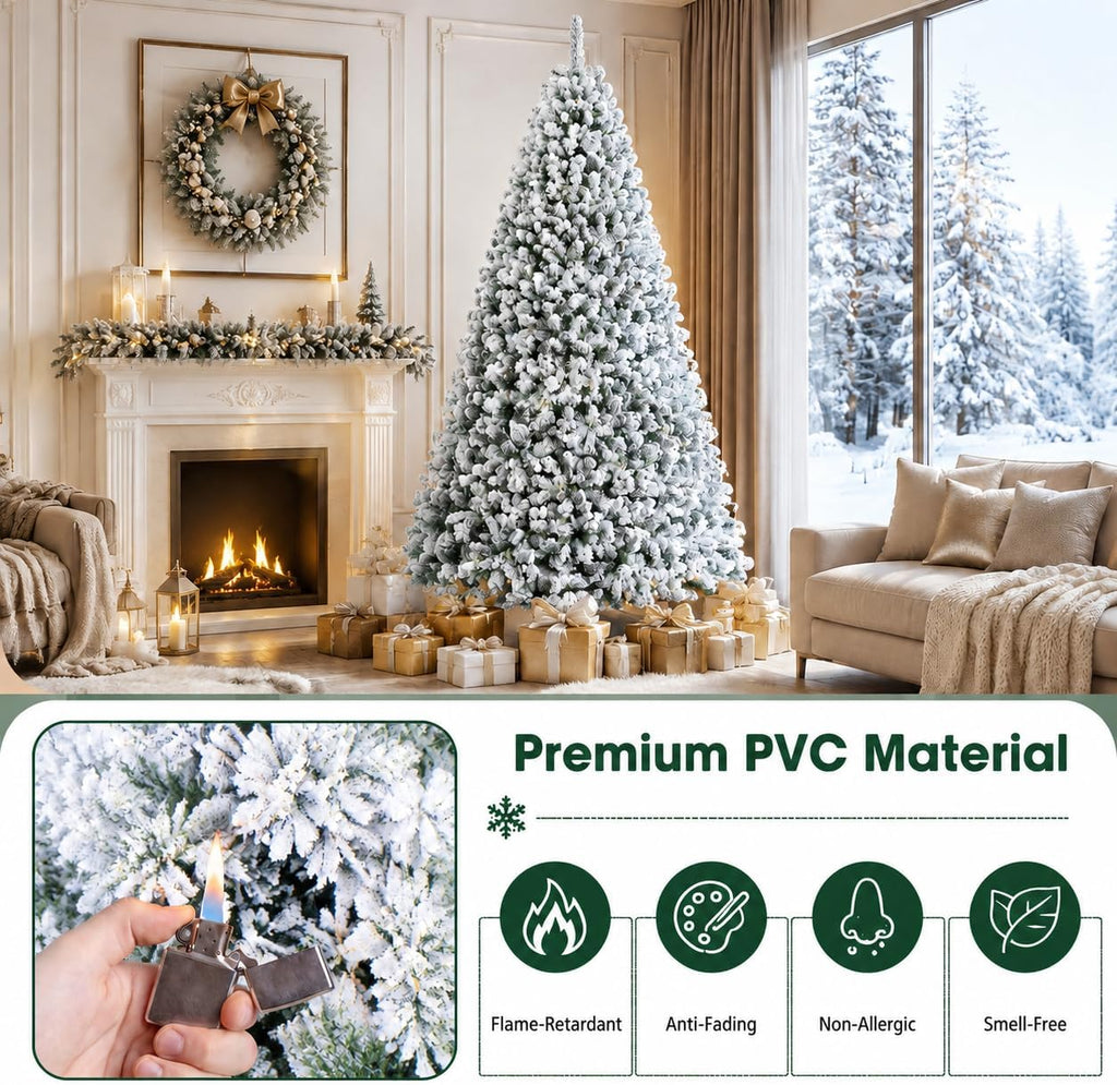 Artificial Christmas Tree, Unlit Snow Flocked