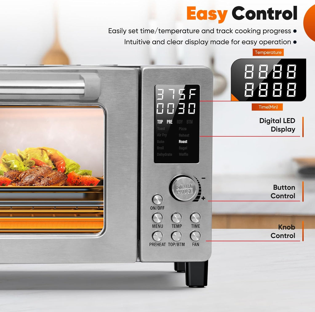 Bravo Pro Convection Air Fryer Toaster Oven Combo, 2025 New and Improved, 10-in-1, 50°-450°F Temp Controls, Quick &