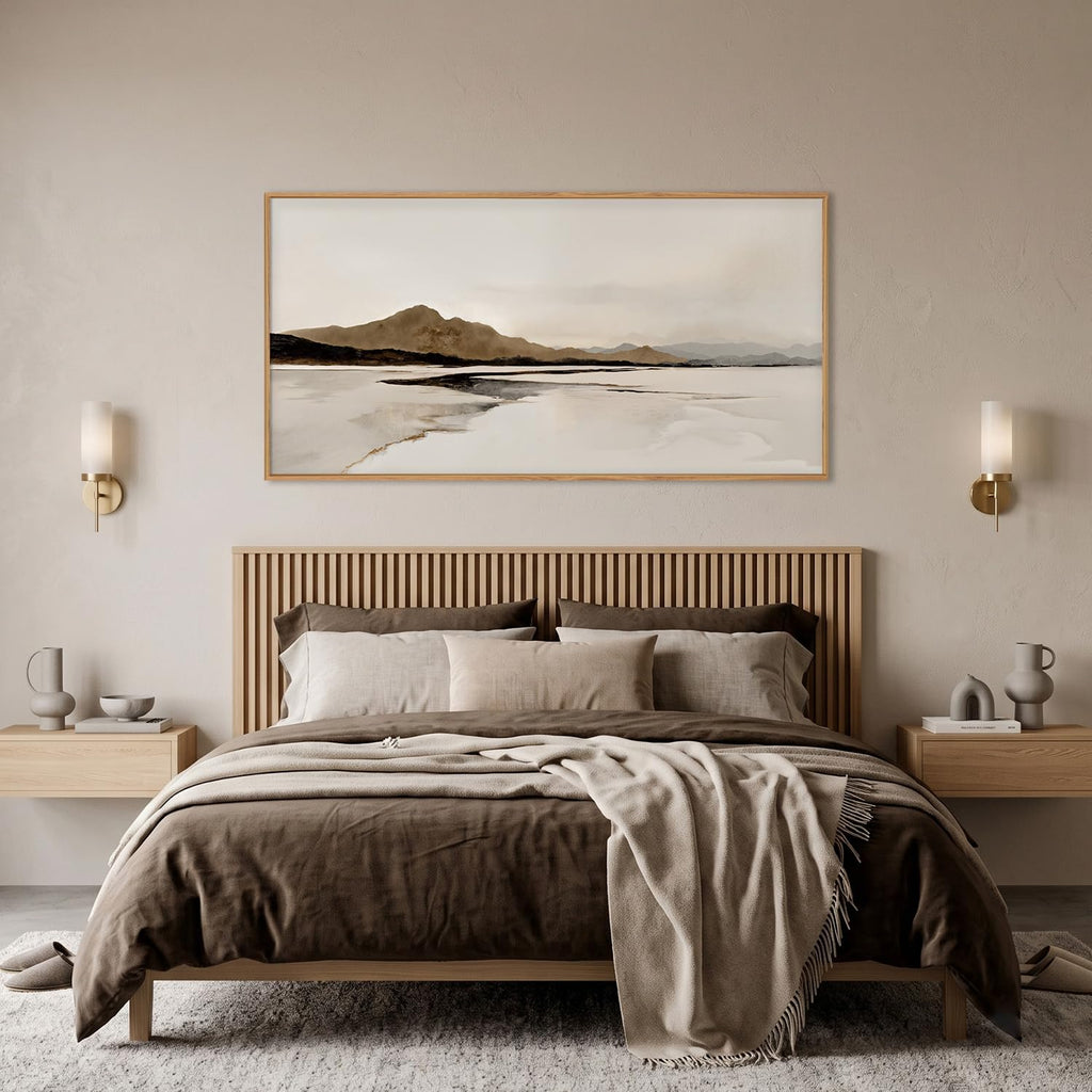 Large Netural Abstract Mountain Framed Canvas Wall Art Set -20"X40"