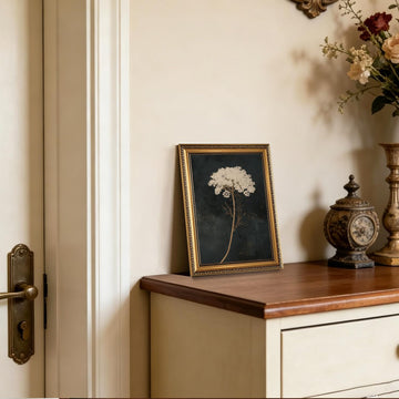 Vintage Gold Framed Moody Floral Wall Art Hydrangea Pictures 12x16in