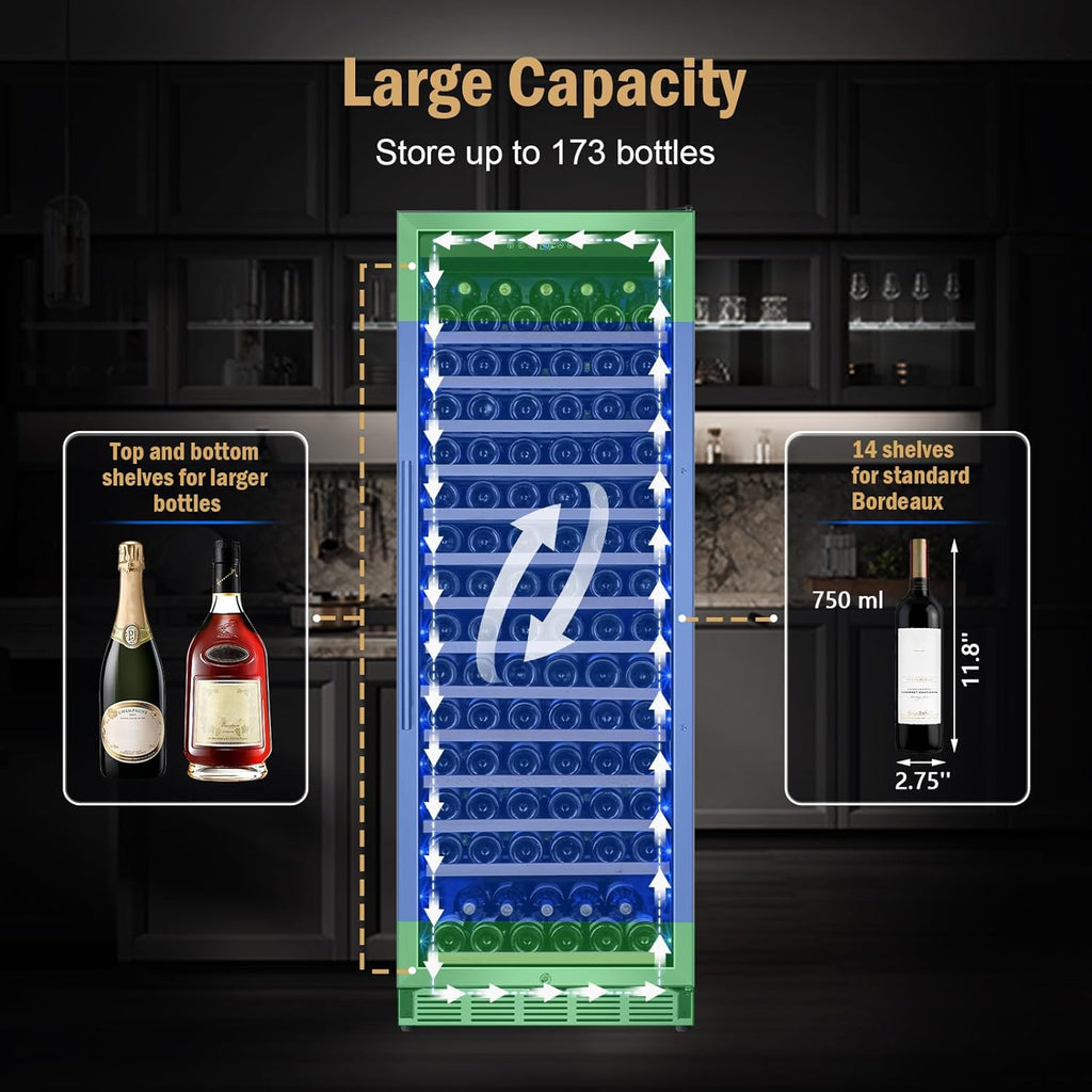 Wine Fridge Freestanding,173 Bottles 24 Inch Wine Cooler Refrigerator