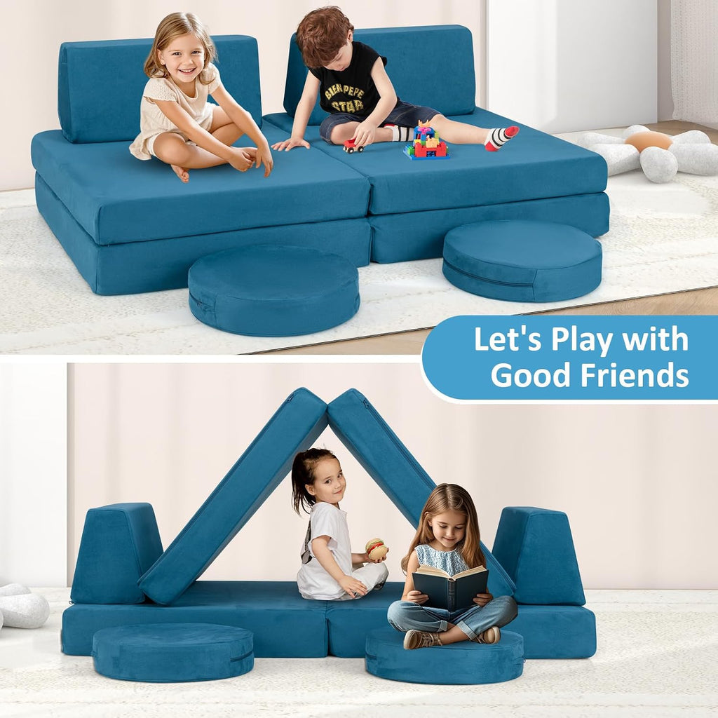 Modular Kids Play Couch, 6 PCS Toddler Creative Sectional Fort Building Sofa for Playroom, Bedroom, Children