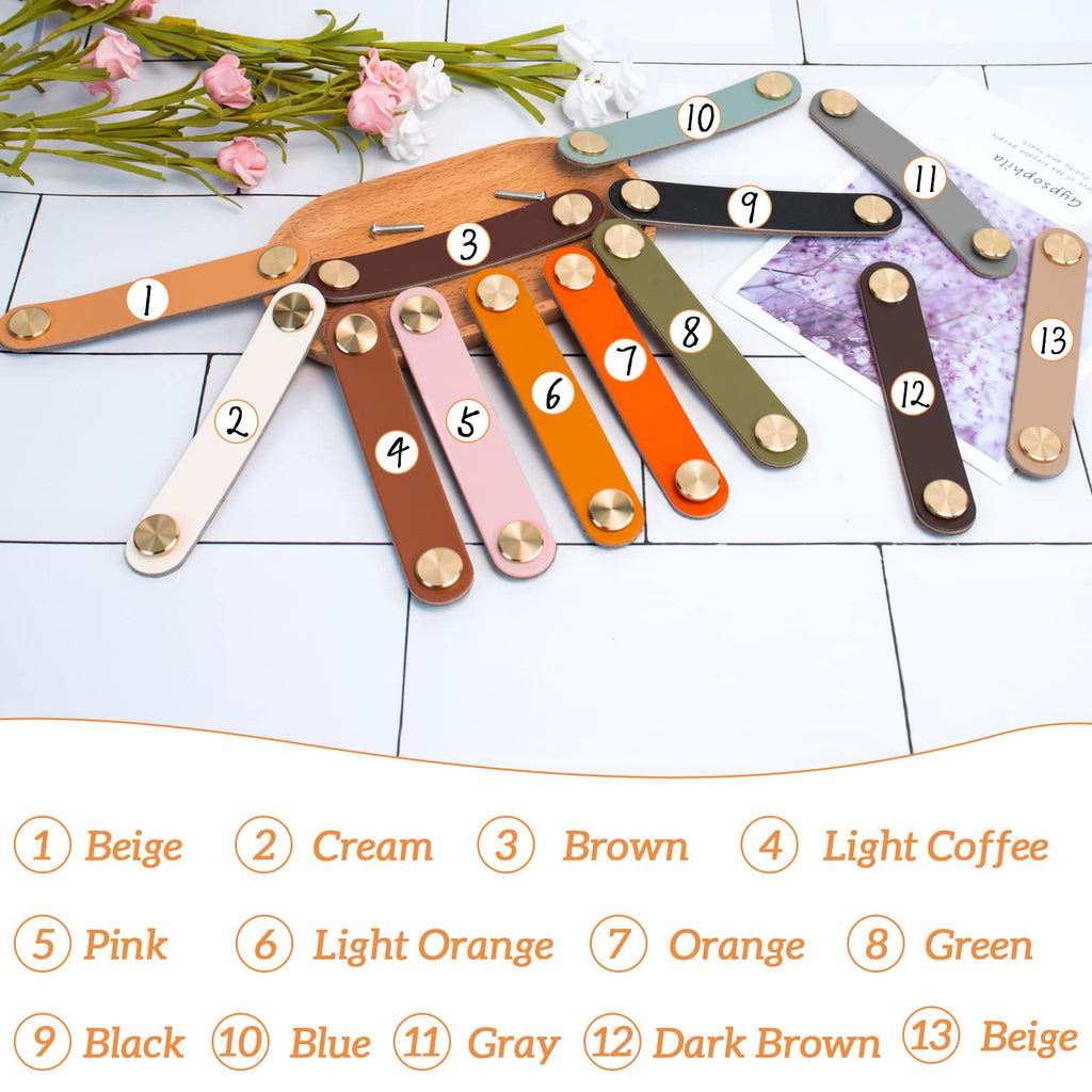 4 Pack Leather Drawer Pulls Light Coffee Cabinet Handles 5 inch Dresser Knobs Cabinet Door Handle, Faux Leather Pulls