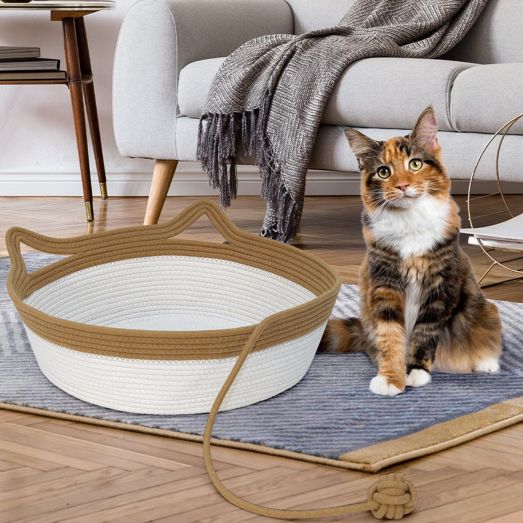 Cat Bed, Cotton Rope Instinct Basket for Cats, Handwoven Cat Beds