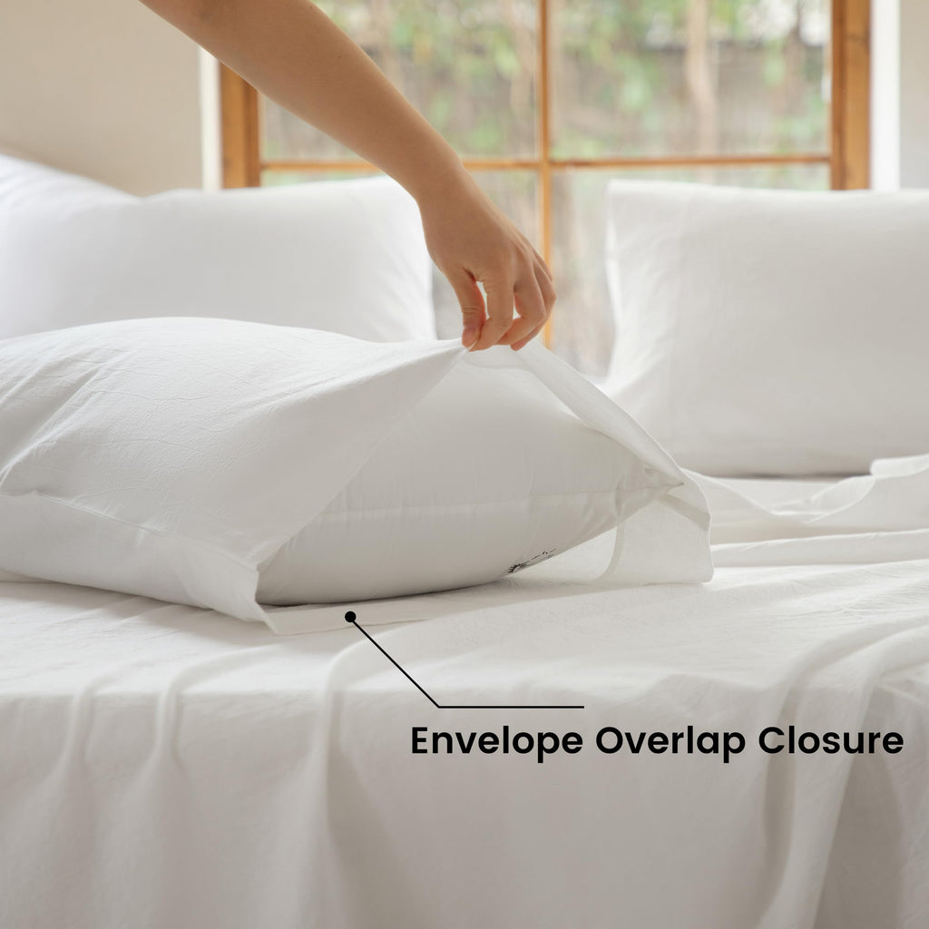 100% Washed Cotton Sheet Set Twin Size 3 Pieces Soft Breathable Durable Chic Bedding Set for All Season - Off White