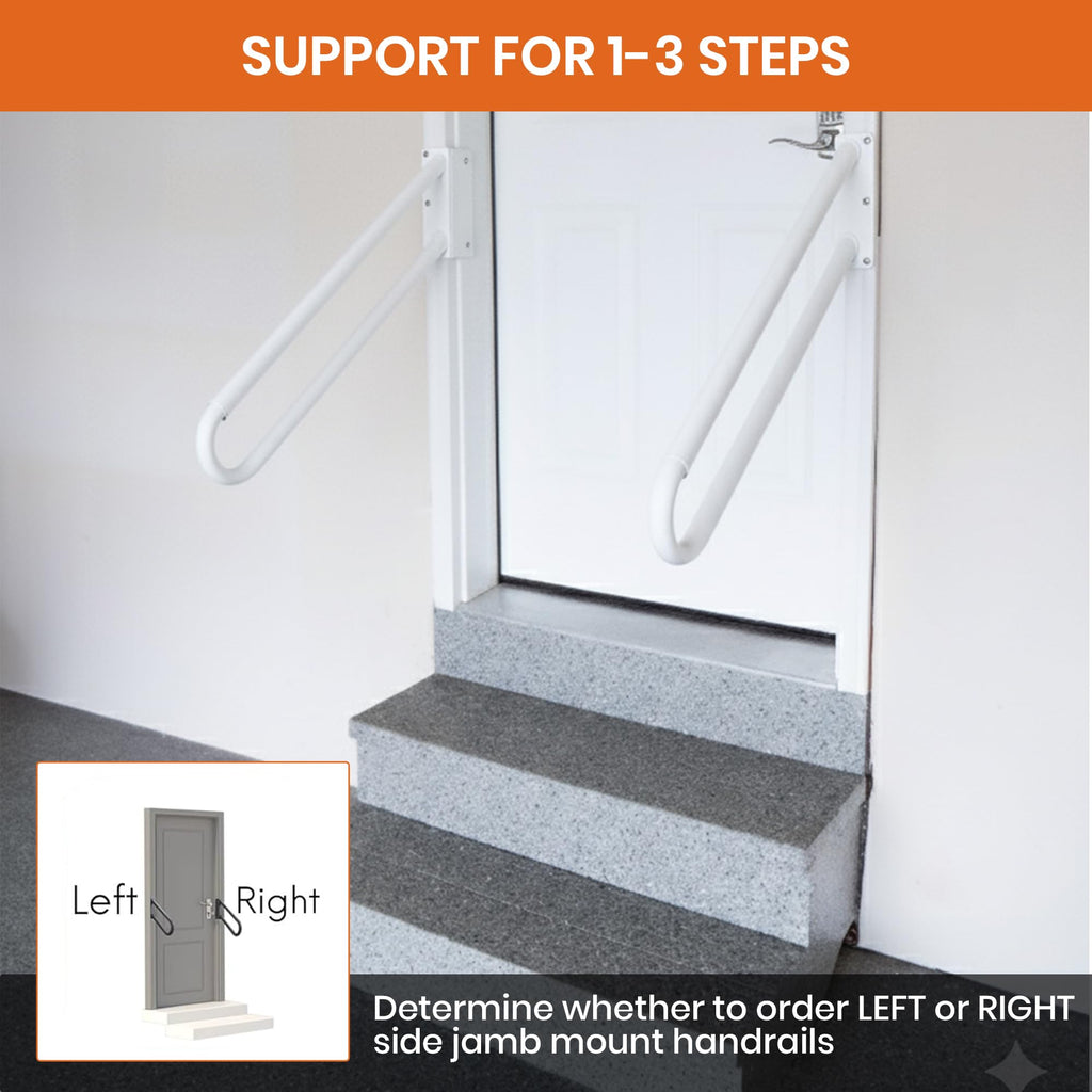Hold Tight Handrails Steel Jamb-Mount Handrail - Heavy Duty Stair Railing for Decks, Porch, Mobile Homes, Short