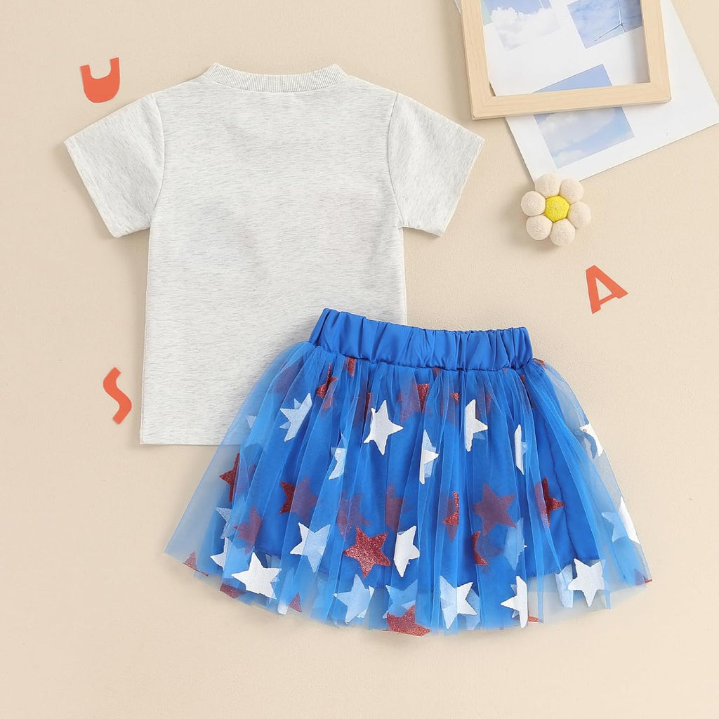 4th Fourth of July Toddler Baby Girl Outfits Ameircan Flag TShirt Tulle Skirts Dress 12 18 Month Girls