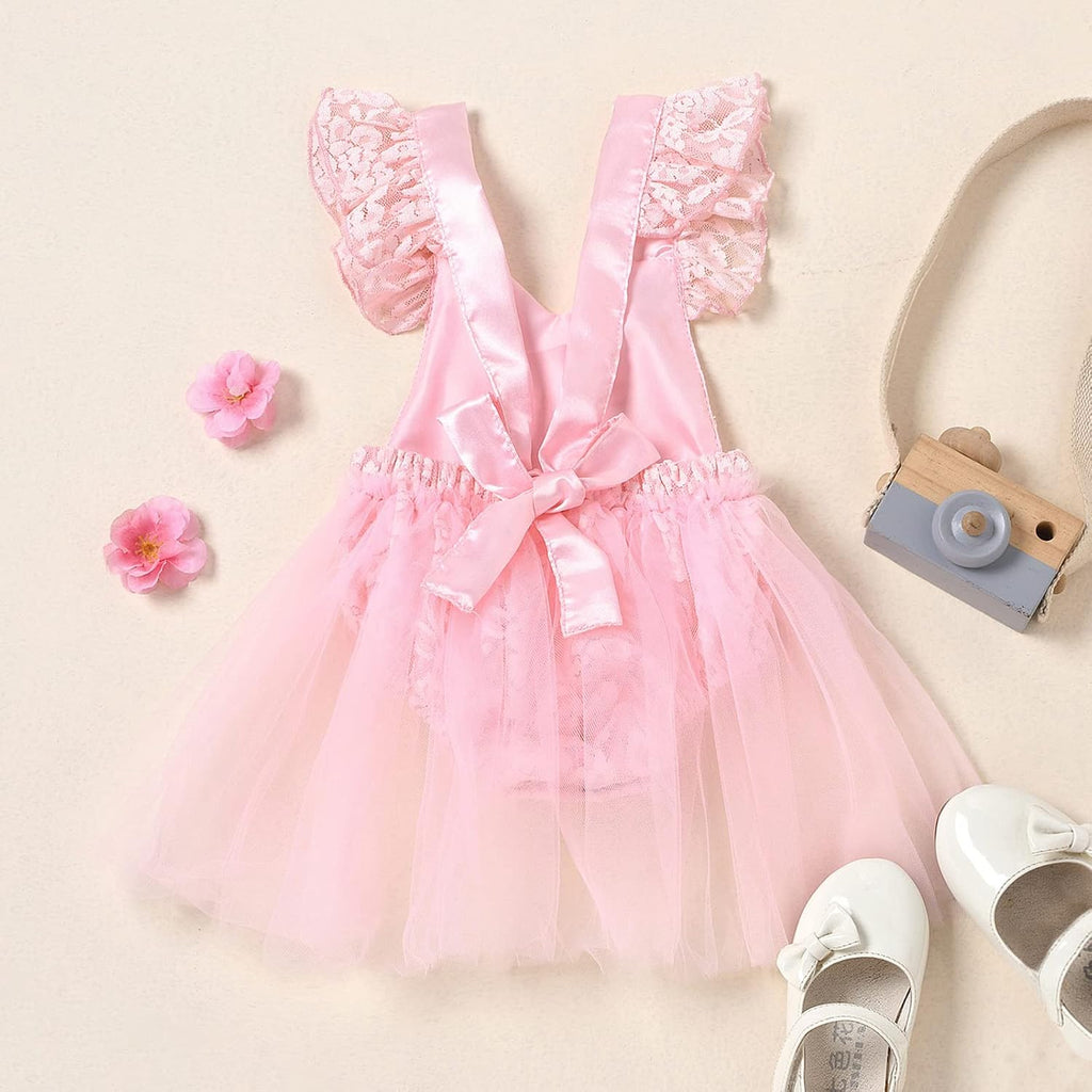 Baby Girl 1st Birthday Outfit Lace Tulle Romper Princess Tutu Dress Headband Shiny ONE Cake Smash Photo Shoot Clothes