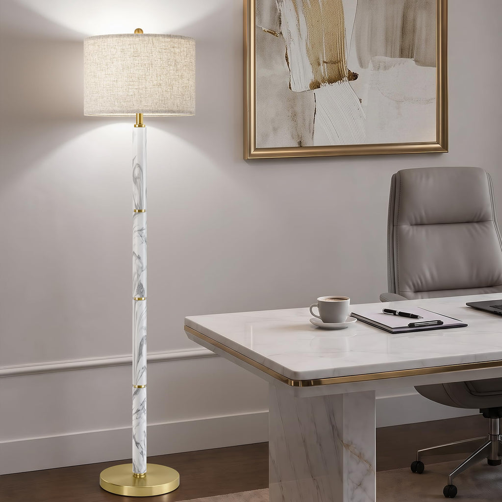 Floor Lamps, 63" Modern White Marble Pattern Standing Lamp