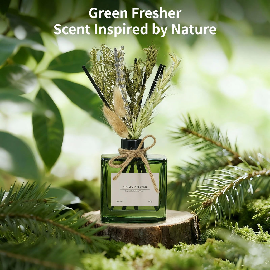 Reed Diffuser, 6.09 oz French Juniper Lavender Scent Diffuser with Sticks & Dried Flowers, 120 Days Long Lasting