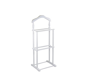 Sakura Twin Valet with Wooden Hanger, Trouser Bar & Tie Bar, White