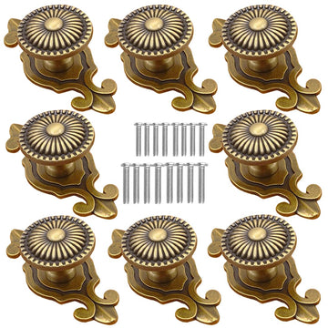 Brass Cabinet Knobs, Vintage Retro Mushroom Drawer Knobs with Backplate, Dresser Pull Handles