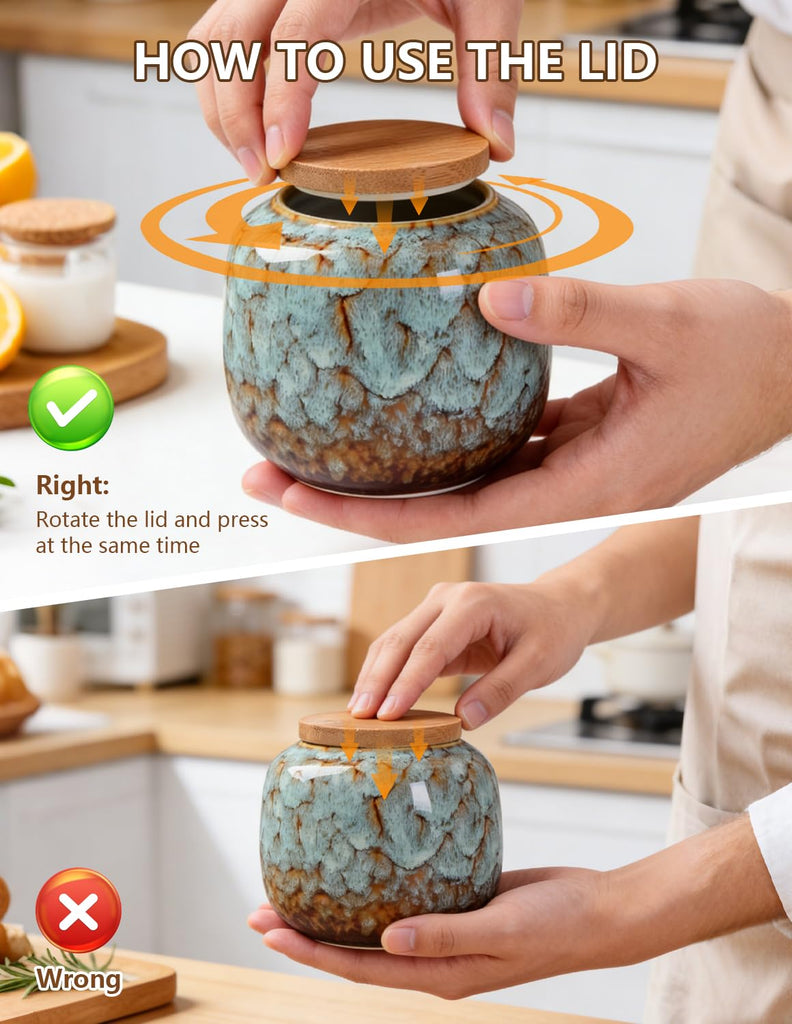 Ceramic Storage Jars, Exquisite Glaze Food Canisters Spice Storage, Tea Caddy Storage, Coffee Jar, Condiment Jar with