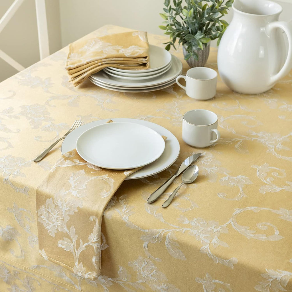 Harmony Scroll Woven Damask Fabric Tablecloth, Everyday, Parties, Special Occasions, Weddings and Ho