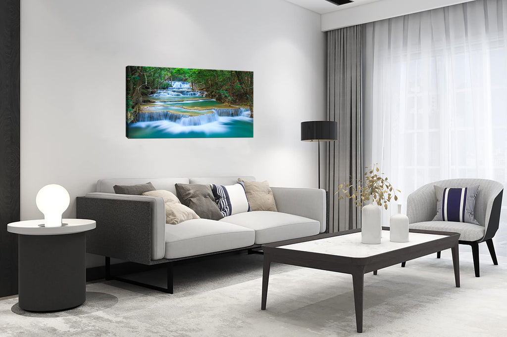 Canvas Prints Wall Art Forest Waterfall Landscape Forest Scenery Painting Nature Wilderness Photography