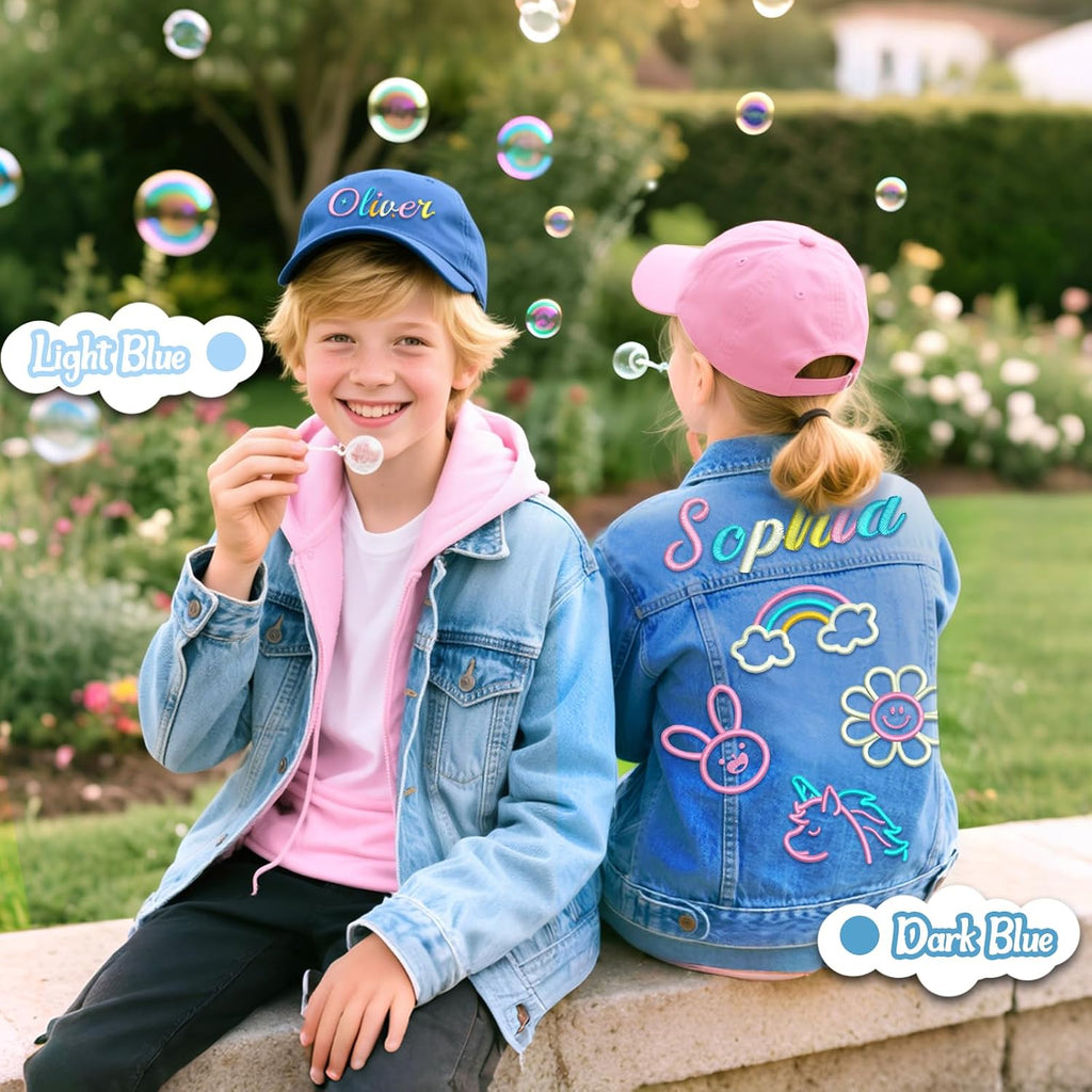 Personalized Kids Denim Jacket for Girls Boys with Name Patches