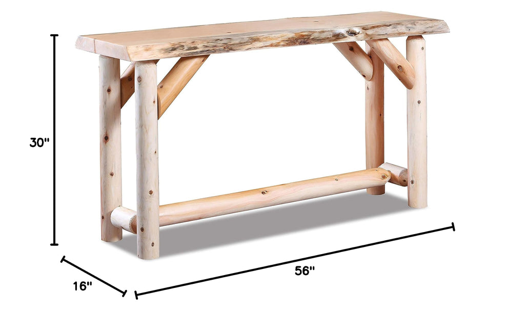 Live Edge Log Sofa Table (Natural) - Rustic Live Edge Log Furniture