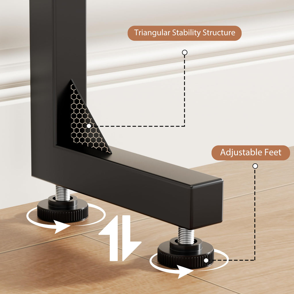 45" Adjustable Height Narrow Console Table with Power Outlets, Long Sofa Table with Charging Station Behind Couch