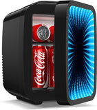 Mini Fridge, 4L/6 Can Small fridge with Dimmable Gaming Light for Bedroom,Office,Gaming room and Car,AC/DC Portable