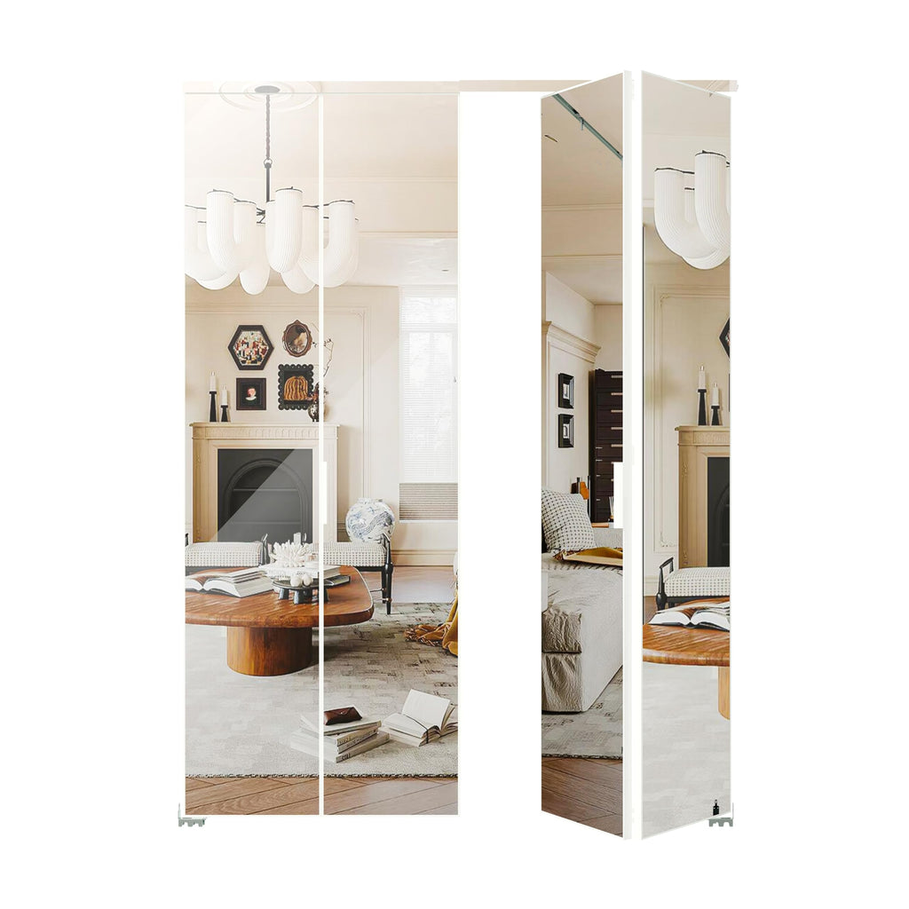 Bifold Doors, Mirrored Closet Door Panel with Complete Hardware Kit