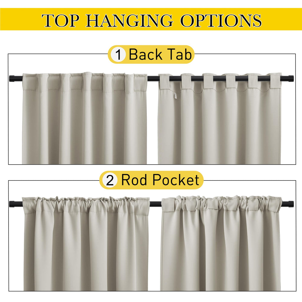 2 Panels Privacy Outdoor Curtains Waterproof, Thermal Insulated Windproof Pocket & Back Tab on Top and Bottom Light &