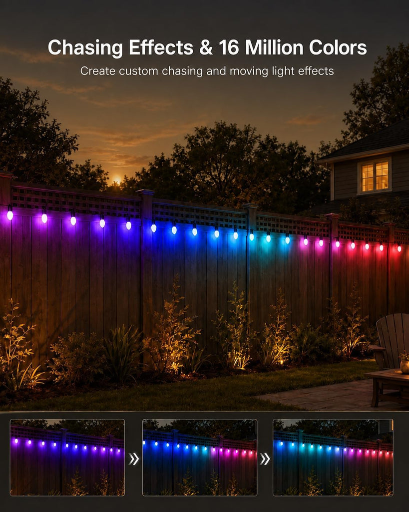 99FT 100LED Smart C9 Christmas Lights Outdoor Vintage Christmas Lights