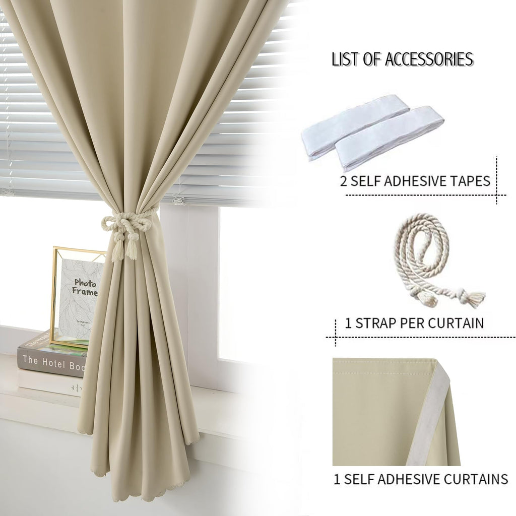 Self Adhesive Portable Blackout Curtains Easy to Install Window Thermal Lnsulated Kitchen Room Darkening Small Window