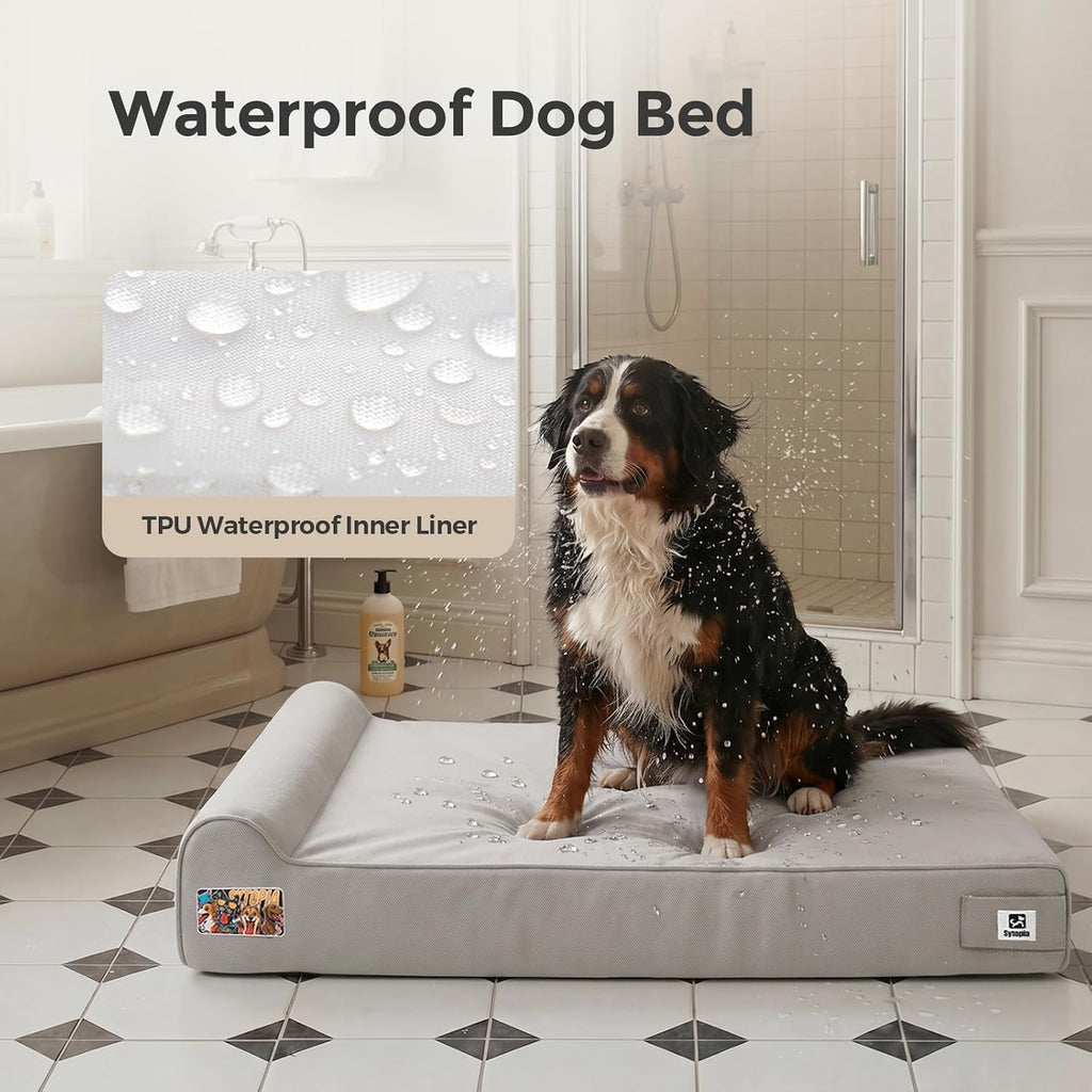 Orthopedic Dog Beds for Extra Large Dogs, 7" Extra Thick Memory Foam Canvas Pet Bed with Durable Chew Proof Fabric