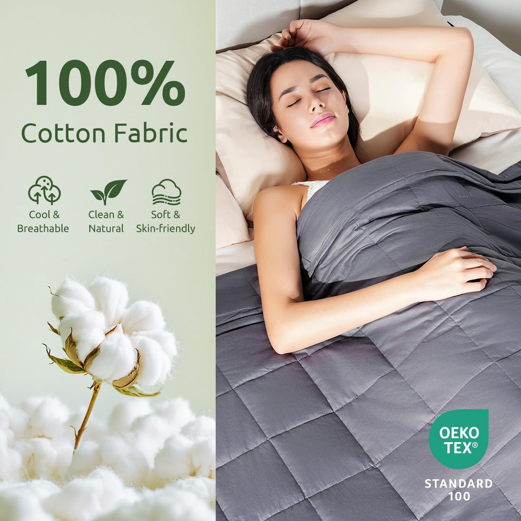 Cotton Weighted Blanket for Adults, Twin Size 48"x72" 15 lbs