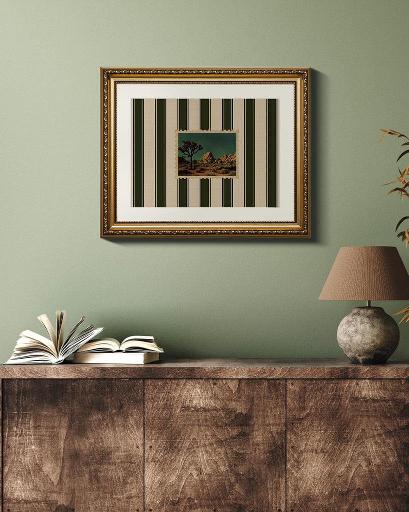 Gold Framed Wall Art, Western Scenic Stamps Canvas Print Home Decor Vintage Art Painting Picture Bathroom Wall Decor