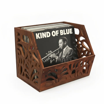Vintage Vinyl Record Storage Album Holder, Wooden Crate Box