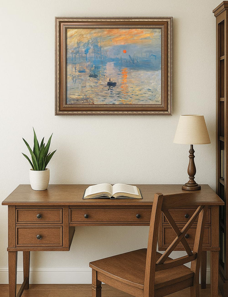 Claude Monet Wall Art Framed, Impression Sunrise, 25x21