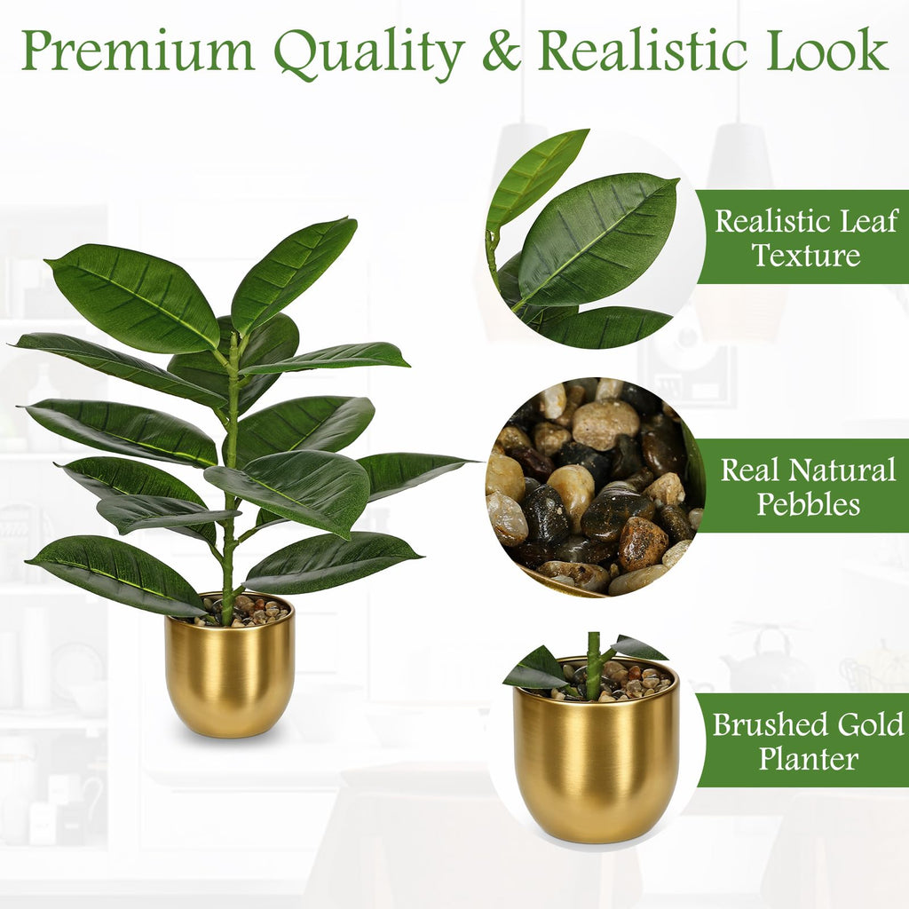 Fake Plants Mini Artificial Rubber Tree Plant in Pot Decor