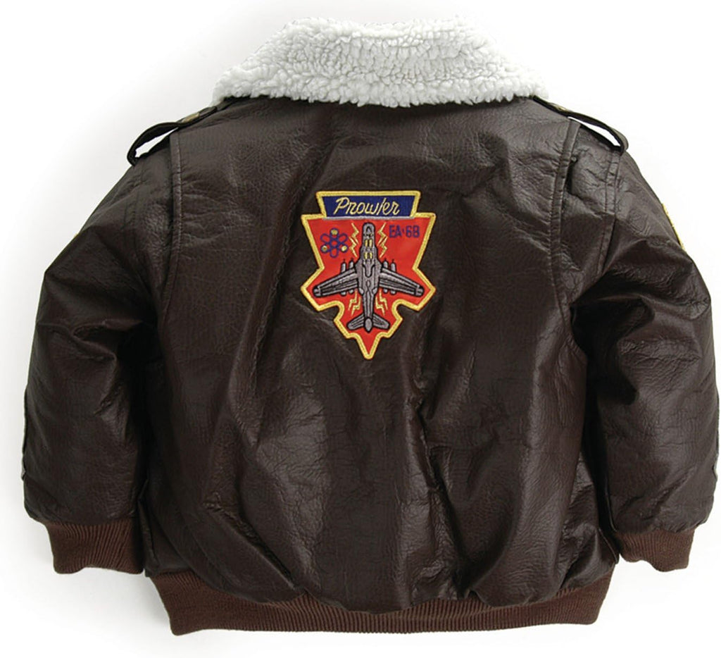 Children's Medium-Weight A-2 Bomber Jacket in Brown With Nine Patches