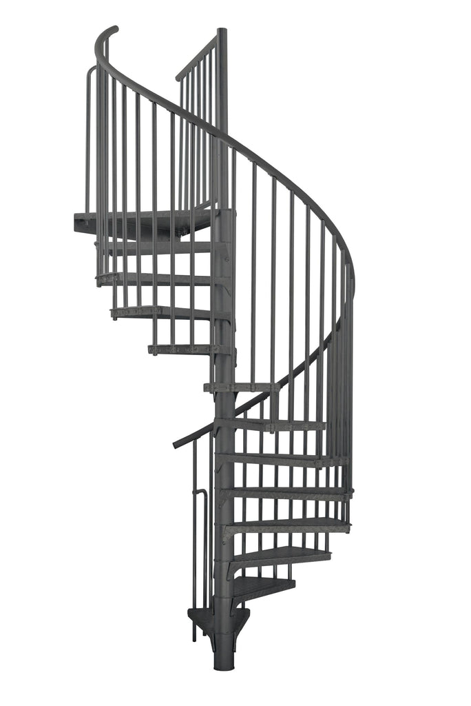 Austrian Outdoor Spiral Staircase Steel Galvanized+Black/White/Anthracite Painted Tube/Cable Railing Option 47.24"