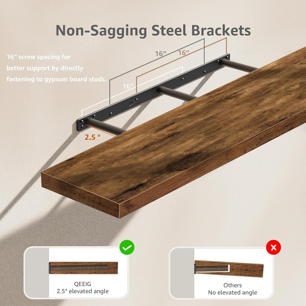 Floating Shelves for Wall 47.2" Extra Long - Wall Shelf Bathroom Kitchen Living Room Bedroom Farmhouse Home Decor