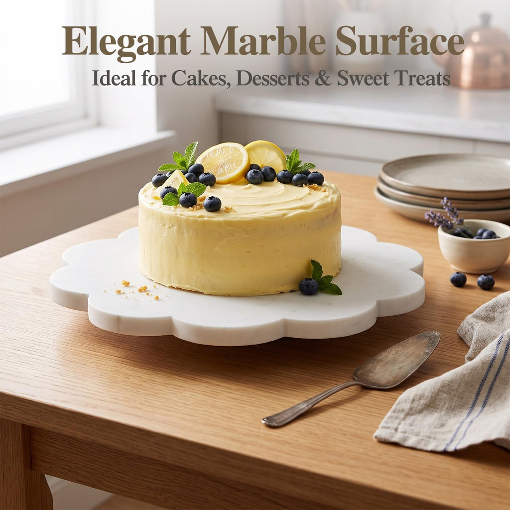 10" Scalloped Marble Lazy Susan