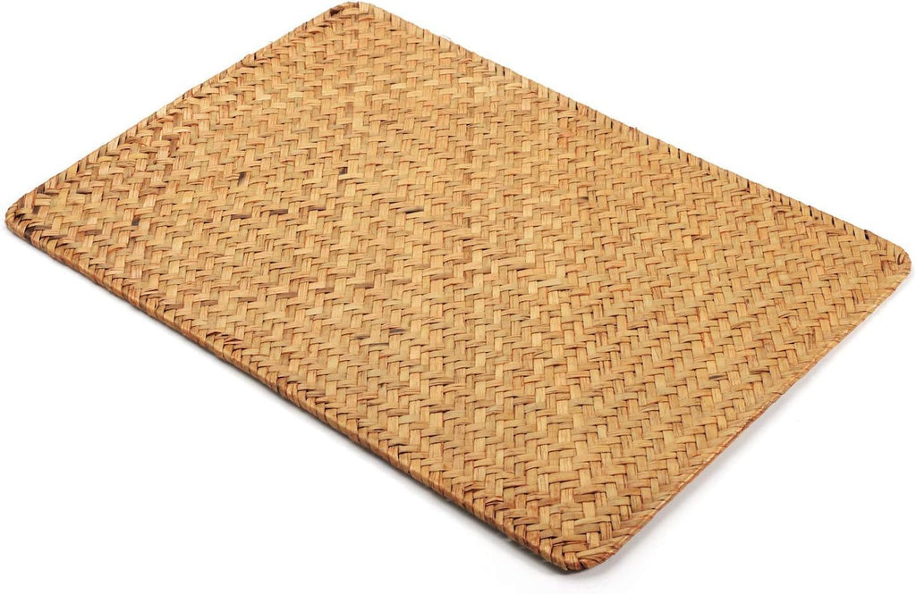 Woven Placemats, Rectangular Rattan Place mats, Natural Seagrass Placemats, Farmhouse Wicker Table Mats - Set of 6