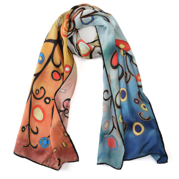 Long Charmeuse Silk Scarf Classic Art Print (Tree of Life by Gustav Klimt)
