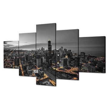 Chicago Wall Black and White Chicago City Canvas Prints(60"x32")