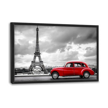 Eiffel Tower Large Wall Black and White Framed Red Wall Decor Paris City Pictures Oversized Canvas Print Painting